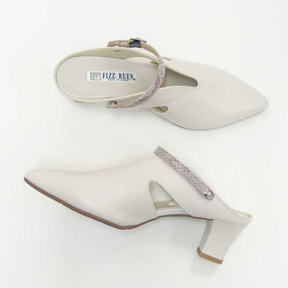 フィズリーンFIZZREEN5504アイボリー（ミュール）きれいに見えるEEEのバックストラップ（日本製）コンフォートカジュアル3E5cmヒール「靴」
