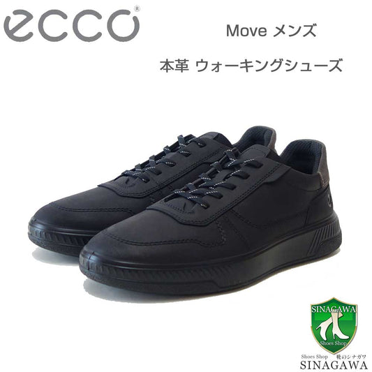 エコーECCOMOVEMSNEAKER55162452012ブラック（メンズ）快適な履き心地のレザースニーカーレースアップウォーキングシューズ旅行「靴」