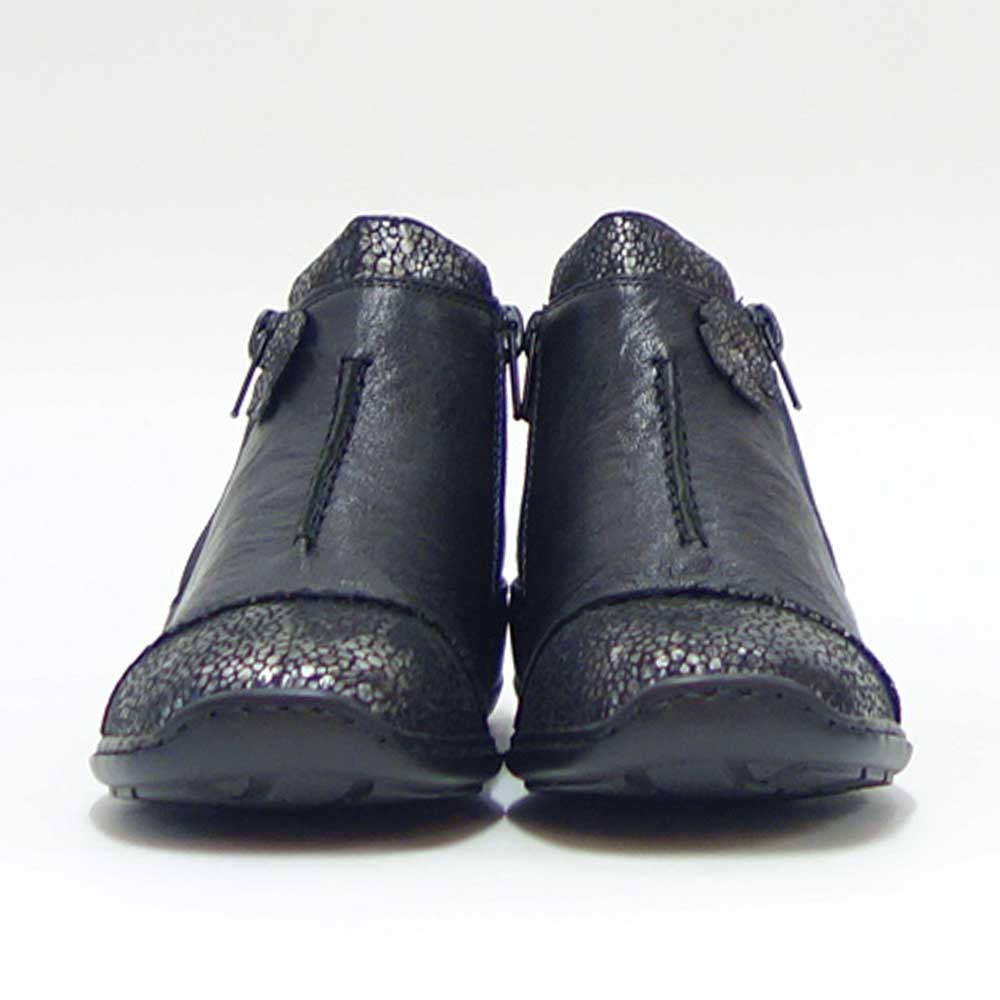 【SALE 30%OFF】 rieker リーカー 58388-01 ブラック （レディース）天然皮革 クッション性の良いお洒落ブーティ アンクルブーツ  「靴」
