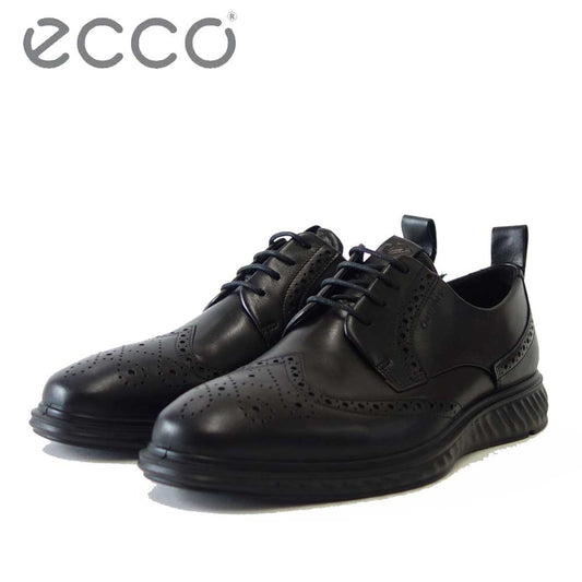 エコー ECCO ST.1 HYBRID LITE Derby Tie with Old-School GTX   837274 ブラック（メンズ）上質レザーのビジネスシューズ ウィングチップ レースアップ 防水シューズ「靴」