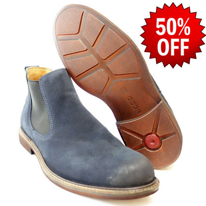 【SALE 50%OFF】 エコーECCO 633544 ネイビー（メンズ） ON＆OFFもお洒落に履けるサイドゴアブーツ クッションが良く、足にやさしくフィット 「靴」