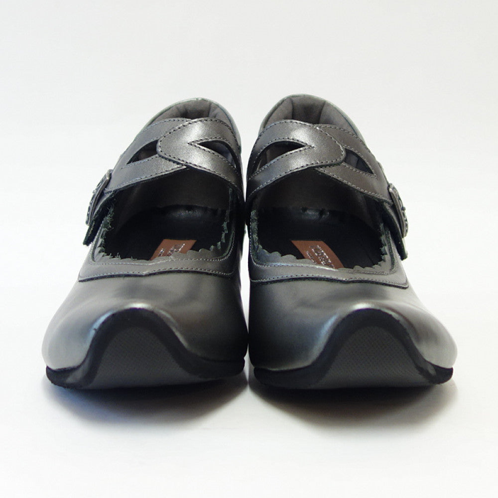 VIGEVANO ビジェバノ 7026 ガンメタ（日本製）ゆったりEEEE ストラップパンプス コンフォートシューズ「靴」