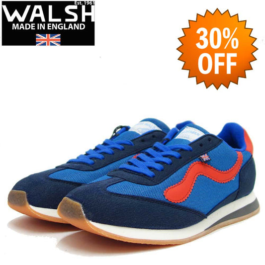 【SALE 30%OFF】 WALSH ウォルシュ FRC 71014（ユニセックス） Fierce カラー：ブルー／レッド（英国製）  ポリエステル＆ヴェロン＆PVCのランニング スニーカー 「靴」