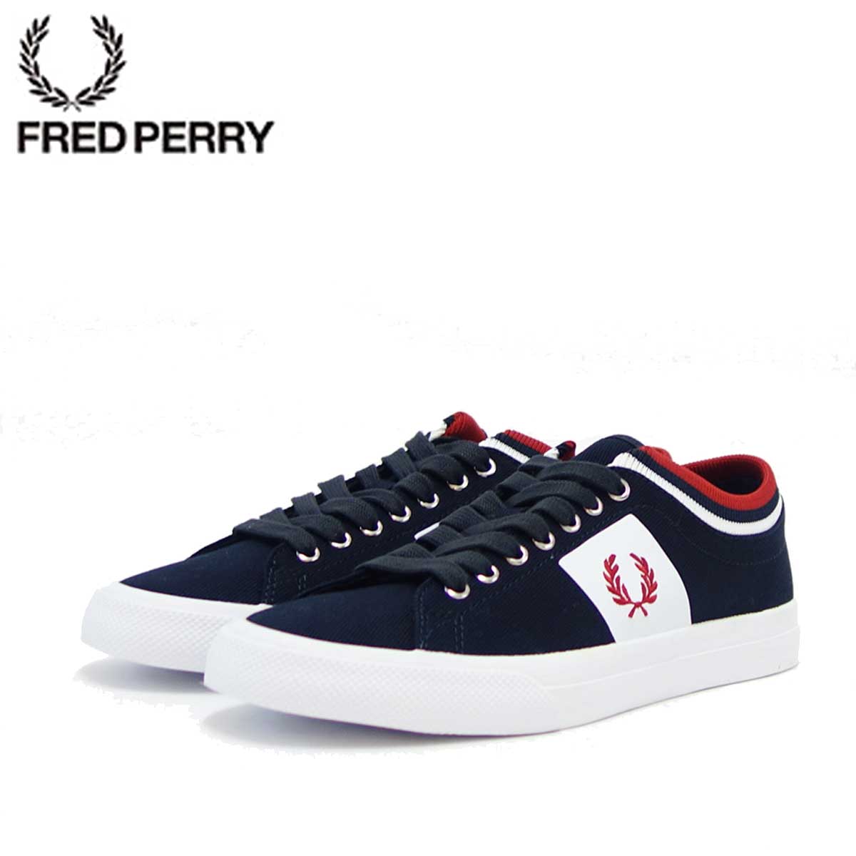 FRED PERRY フレッドペリー B7106（ユニセックス）Underspin Tipped Cuff Twill  カラー：ネイビー／ホワイト（608A）   「靴」