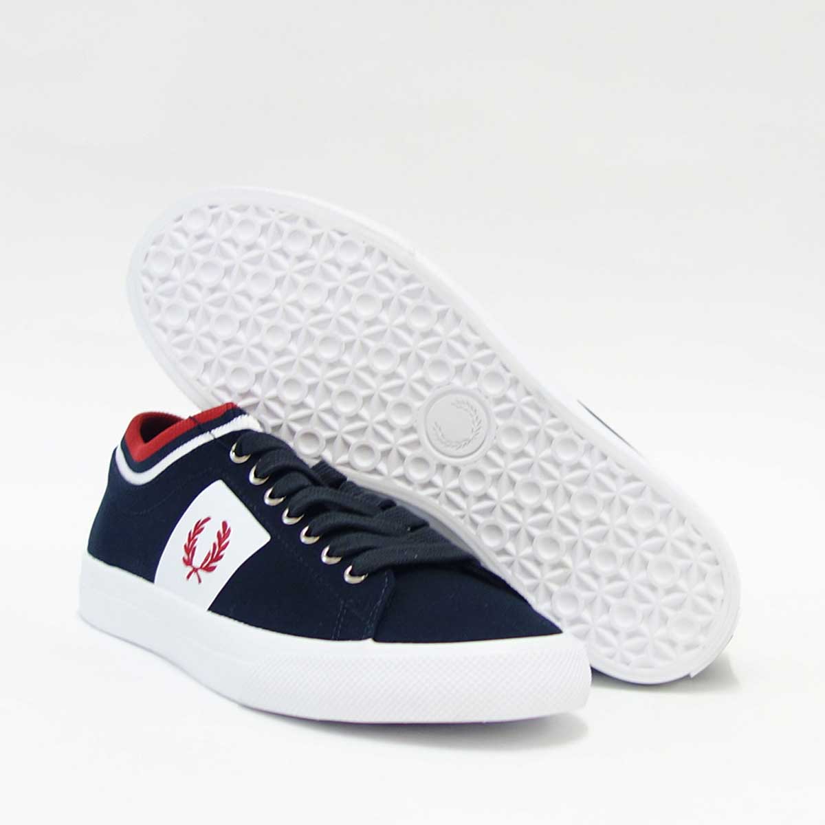 FRED PERRY フレッドペリー B7106（ユニセックス）Underspin Tipped Cuff Twill  カラー：ネイビー／ホワイト（608A）   「靴」