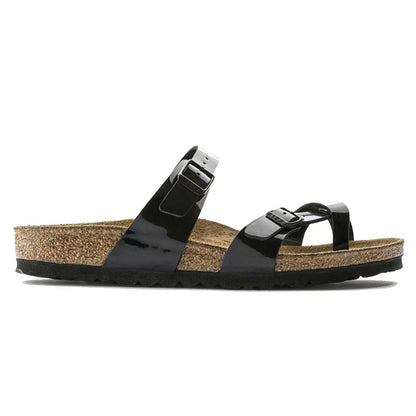BIRKENSTOCKビルケンシュトックMAYARI（マヤリ）パテントブラック71091（レギュラーフィット幅広）レディースサンダルミュールクロッグコンフォートドイツ製「正規品」「靴」