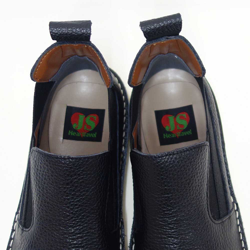 ジェイエスハートレーベルJSHeartlavel25-7308Jブラック（レディース）日本製4E甲深ウェッジ本革レザーサイドゴアスリッポン軽量コンフォートクッションソール「靴」