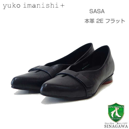 ユーコイマニシyukoimanishi+751116SASAブラックポインテッドトゥVカットカッターフラットスリッポンシューズ「靴」