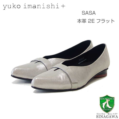ユーコイマニシyukoimanishi+751116SASAシルバーポインテッドトゥVカットカッターフラットスリッポンシューズ「靴」