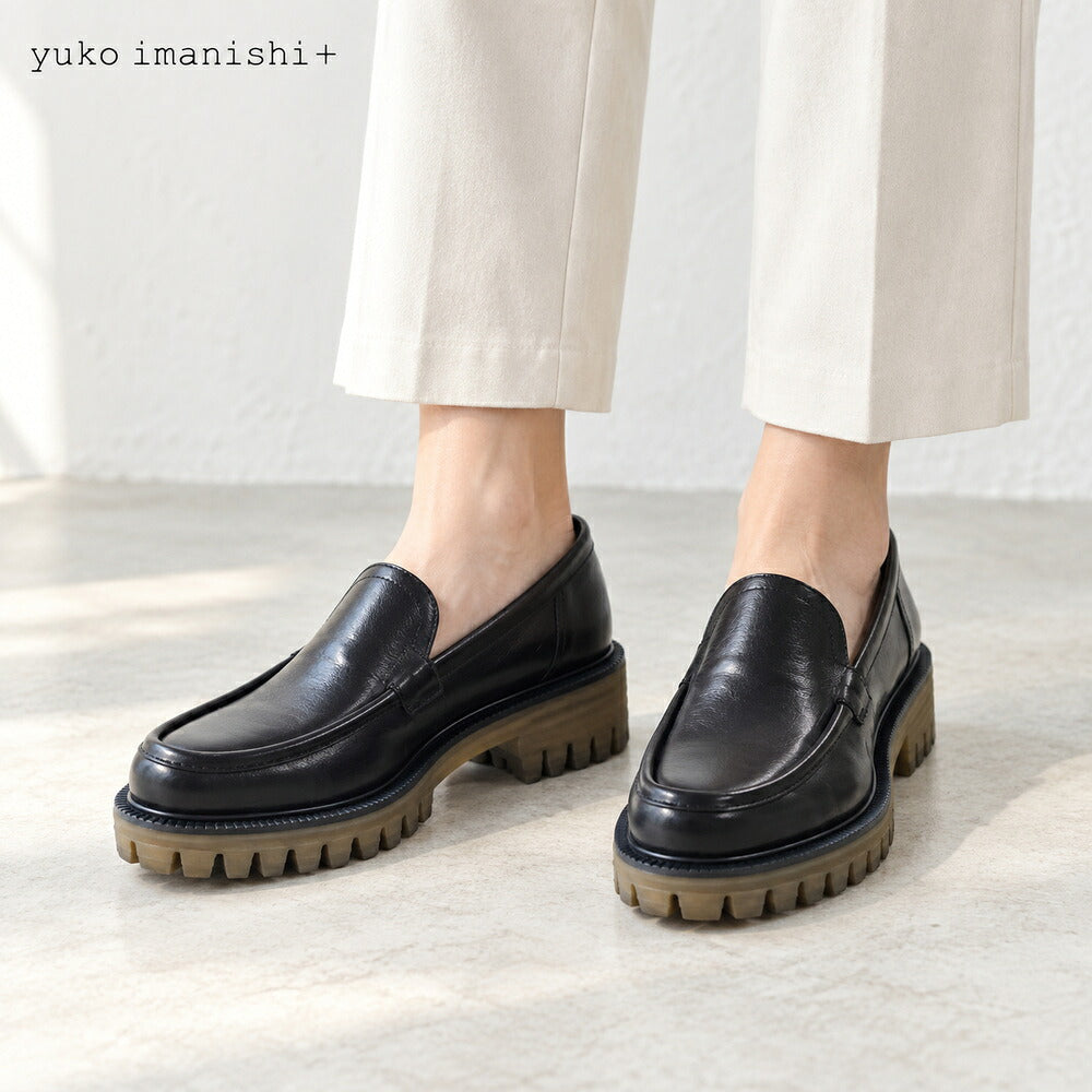 ユーコイマニシyukoimanishi+761015KOMACHIブラック4cmヒールローファースリッポンシューズ「靴」