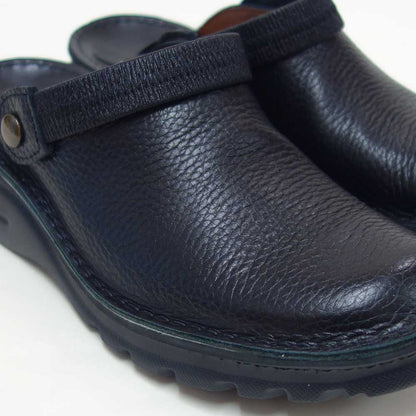 フィズリーンFIZZREEN8010ブラック（レディース）日本製4E甲深ウェッジ本革撥水レザークロッグウェッジサンダル軽量コンフォートクッションソール「靴」
