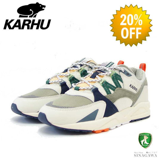 【SALE 20%OFF】 カルフ KARHU 804140 FUSION 2.0（フュージョン） カラー：Lily White / Foliage Green （ユニセックス）  レザースニーカー レディース ウォーキング 「靴」