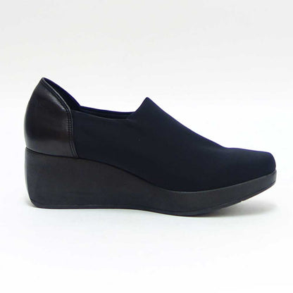 フィズリーンFIZZREEN804ブラック（レディース）ウェッジヒールストレッチ甲深パンプスEEE（日本製）撥水「靴」