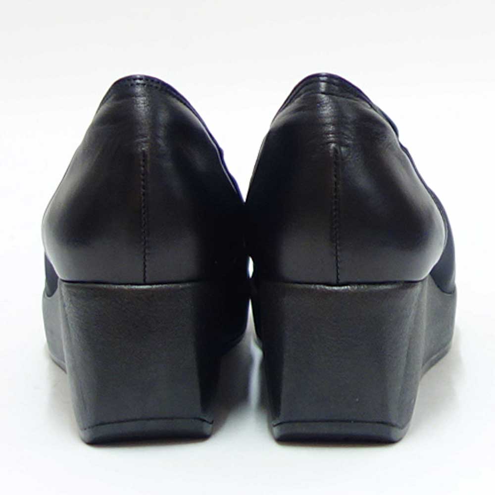 フィズリーンFIZZREEN804ブラック（レディース）ウェッジヒールストレッチ甲深パンプスEEE（日本製）撥水「靴」