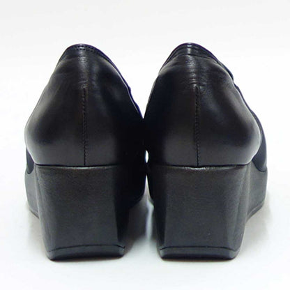 フィズリーンFIZZREEN804ブラック（レディース）ウェッジヒールストレッチ甲深パンプスEEE（日本製）撥水「靴」