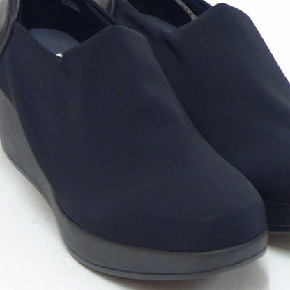 フィズリーンFIZZREEN804ブラック（レディース）ウェッジヒールストレッチ甲深パンプスEEE（日本製）撥水「靴」