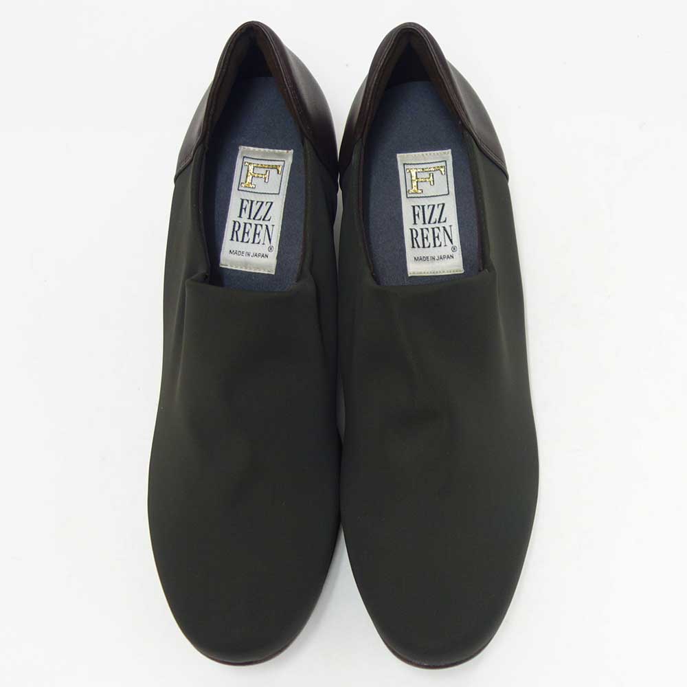 フィズリーンFIZZREEN804ダークブラウン（レディース）ウェッジヒールストレッチ甲深パンプスEEE（日本製）撥水「靴」