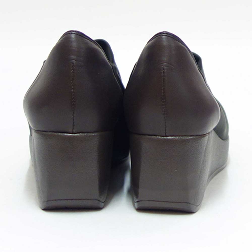 フィズリーンFIZZREEN804ダークブラウン（レディース）ウェッジヒールストレッチ甲深パンプスEEE（日本製）撥水「靴」