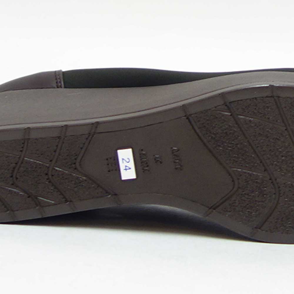 フィズリーンFIZZREEN804ダークブラウン（レディース）ウェッジヒールストレッチ甲深パンプスEEE（日本製）撥水「靴」