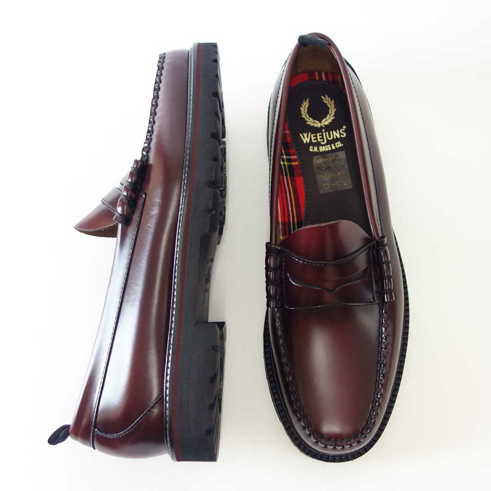 フレッドペリー  FRED PERRY S 8070 158 G.H.Bass Penny Loafer   カラー：OXBLOOD 天然皮革のローファー「靴」