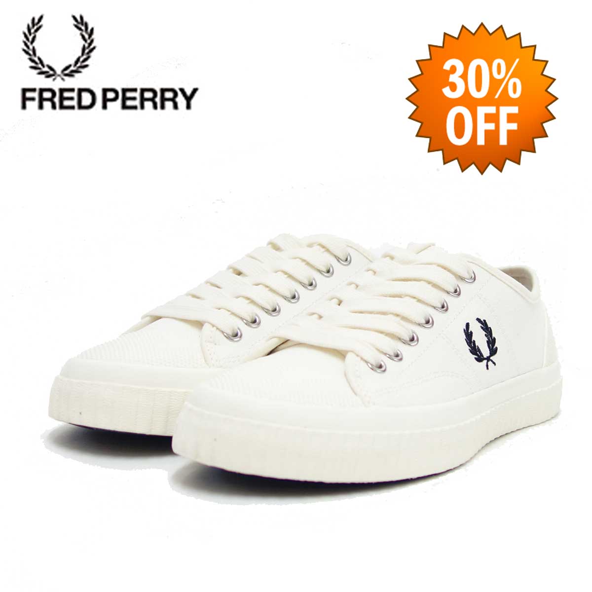 【SALE 30%OFF】 FRED PERRY フレッドペリー B8108（ユニセックス）Hughes Low Canvas カラー：LIGHT ECRU（760）   「靴」