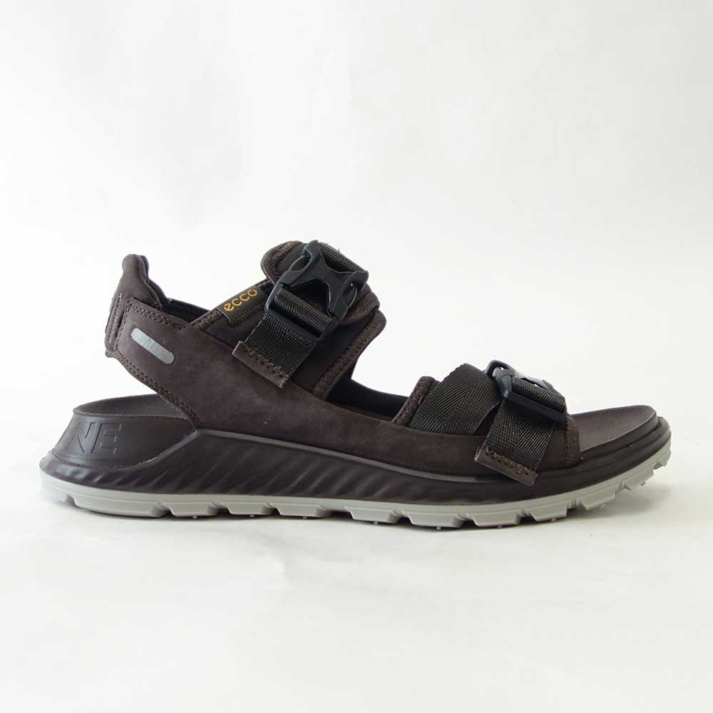 エコー ECCO EXOWRAP M 2S BUCKLE  ダークブラウン 81181450670（メンズ）天然皮革 ストレッチ ３点ストラップ スポーツサンダル「靴」