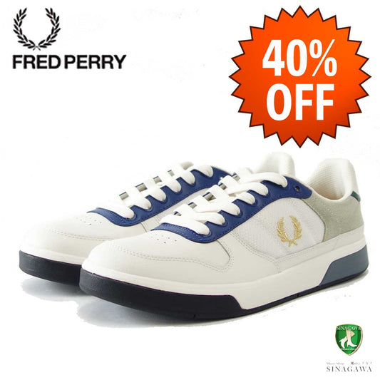 【SALE 40%OFF】 FRED PERRY フレッドペリー  B8330 303（メンズ）B200 Leather  カラー：スノーホワイト レザー＆メッシュのローカットスニーカー  「靴」