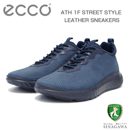 エコー ECCO ATH 1F STREET STYLE LEATHER SNEAKERS ネイビー 83490451142（メンズ）天然皮革 ウォーキング シューズ  コンフォート レザースニーカー 「靴」