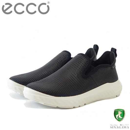 エコー ECCO ATH 1F WOMEN’S LEATHER SLIP ON SHOES ブラック 834923 51052 （レディース） 快適な履き心地のレザースニーカー  スリッポン ウォーキングシューズ 旅行「靴」