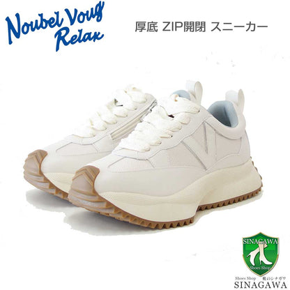 NOUBELVOUGRELAXヌーベルヴォーグリラックス9191Sホワイト（レディース）厚底サイドファスナースニーカー「靴」