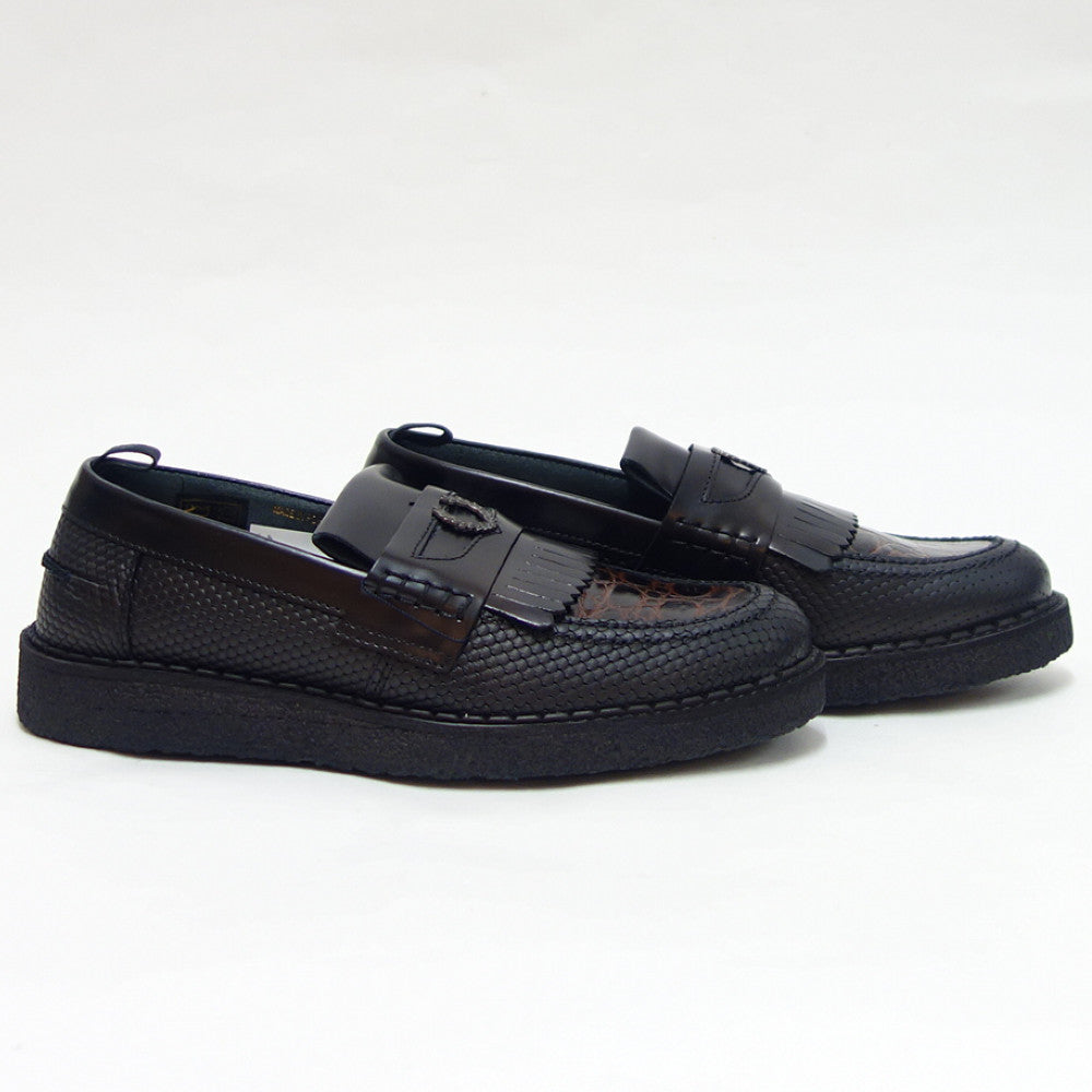 フレッドペリー FRED PERRY B9282 102（ユニセックス）Fred Perry George Cox TEXTURED LEATHER PENNY LOAFER カラー：ブラック スリッポン クレープソール「靴」