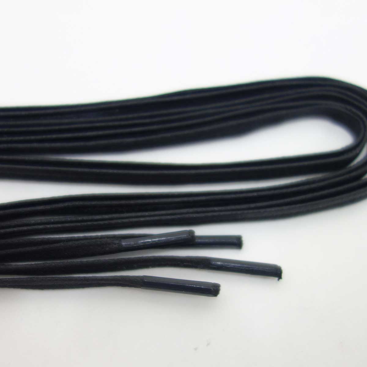 紗乃織靴紐（さのはたくつひも）組紐蝋平太  ロウ引き平 ブラック（約5mm）120cm メール便可