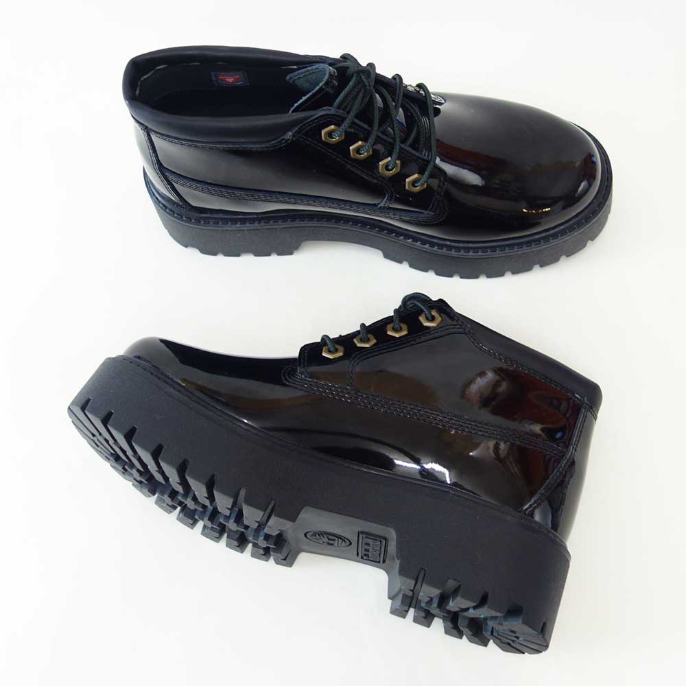 Timberlandティンバーランドa2ha9el6ストーンストリートミッドレースアップウォータープルーフブーツレディース（ブラックパテント）エナメルレザー「靴」