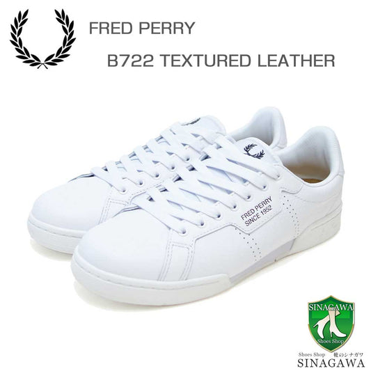 FREDPERRYフレッドペリーB1315134（ユニセックス）B722TEXTUREDLEATHER/SNCE1952カラー：WHITE天然皮革のローカットスニーカー「靴」