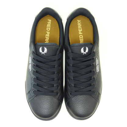 FREDPERRYフレッドペリーB1315220（ユニセックス）B722TEXTUREDLEATHER/SNCE1952カラー：BLACK天然皮革のローカットスニーカー「靴」