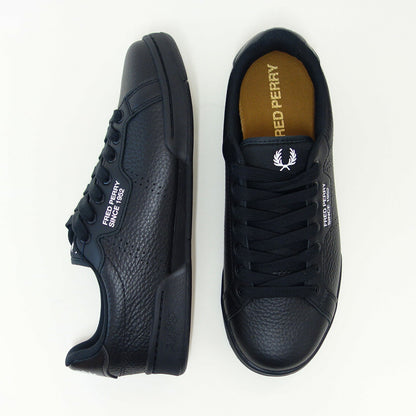 FREDPERRYフレッドペリーB1315220（ユニセックス）B722TEXTUREDLEATHER/SNCE1952カラー：BLACK天然皮革のローカットスニーカー「靴」