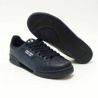 FREDPERRYフレッドペリーB1315220（ユニセックス）B722TEXTUREDLEATHER/SNCE1952カラー：BLACK天然皮革のローカットスニーカー「靴」