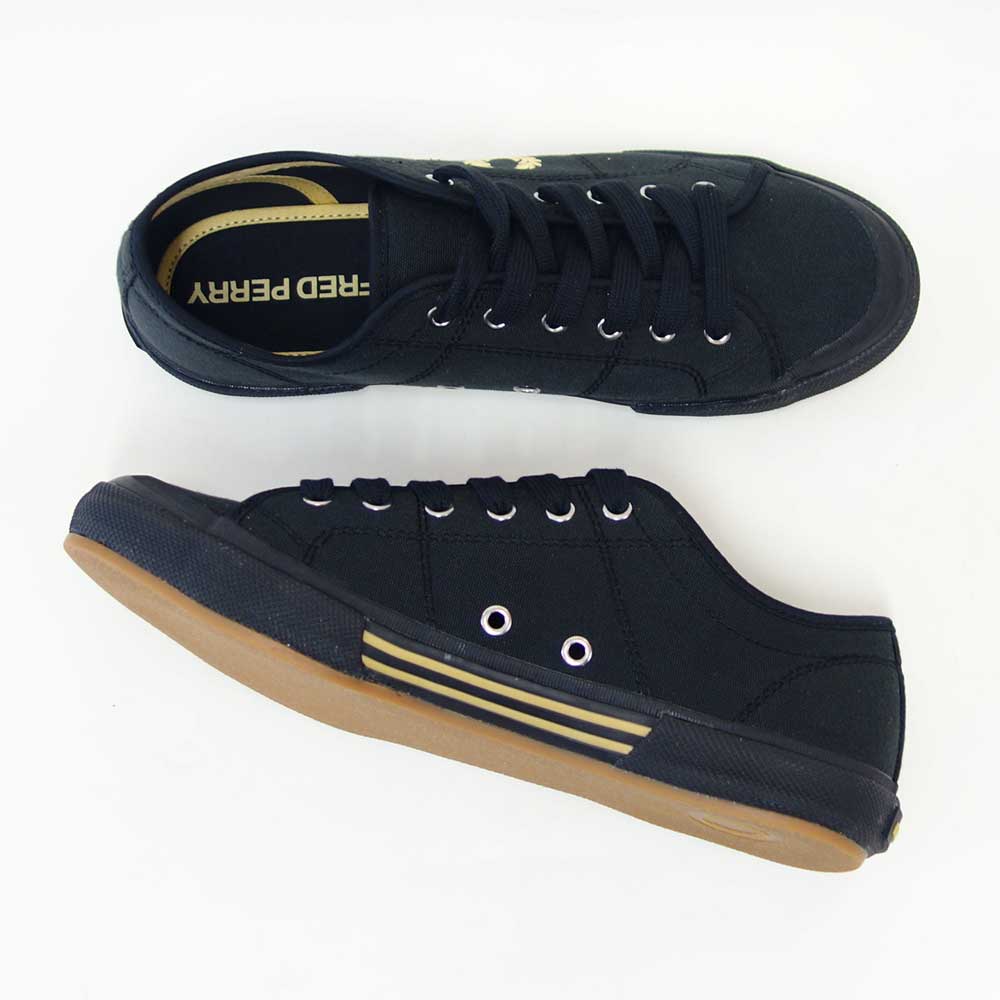 FREDPERRYフレッドペリーB233290A（メンズ）B708VINTAGETENNISCANVAS（ヴィンテージテニスキャンバス）カラー：ブラックローカットスニーカー「靴」