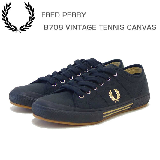 FREDPERRYフレッドペリーB233290A（メンズ）B708VINTAGETENNISCANVAS（ヴィンテージテニスキャンバス）カラー：ブラックローカットスニーカー「靴」
