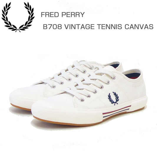 FREDPERRYフレッドペリーB2332T60（メンズ）B708VINTAGETENNISCANVAS（ヴィンテージテニスキャンバス）カラー：スノーホワイトローカットスニーカー「靴」
