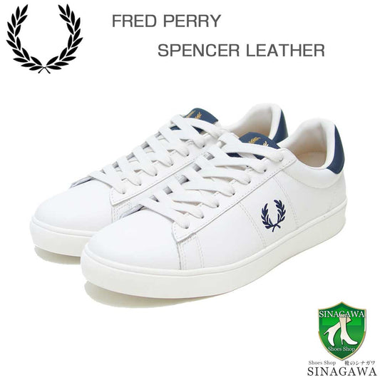 FREDPERRYフレッドペリーB4334303（ユニセックス）SPENCERLEATHER（スペンサーレザー）カラー：SNOWWHITE天然皮革のローカットスニーカー「靴」