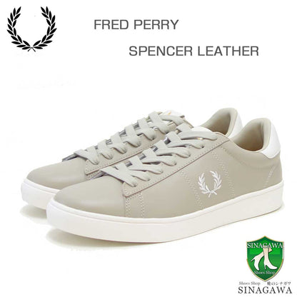 FREDPERRYフレッドペリーB4334P04（ユニセックス）SPENCERLEATHER（スペンサーレザー）カラー：LIGHTOYSTER天然皮革のローカットスニーカー「靴」