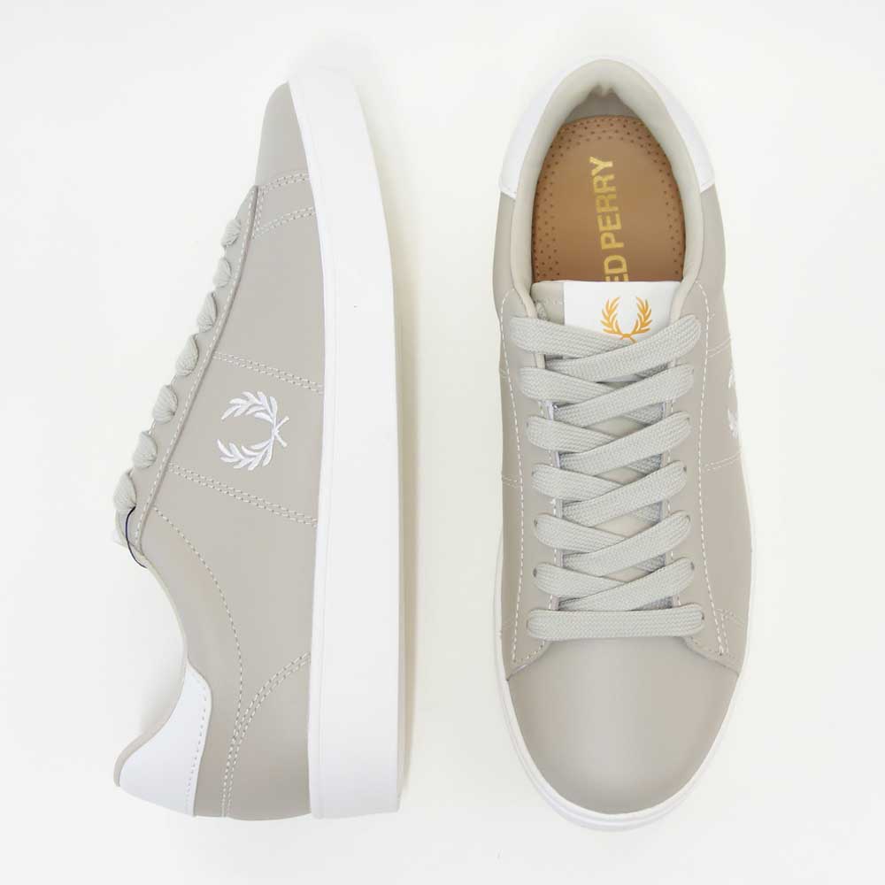 FREDPERRYフレッドペリーB4334P04（ユニセックス）SPENCERLEATHER（スペンサーレザー）カラー：LIGHTOYSTER天然皮革のローカットスニーカー「靴」
