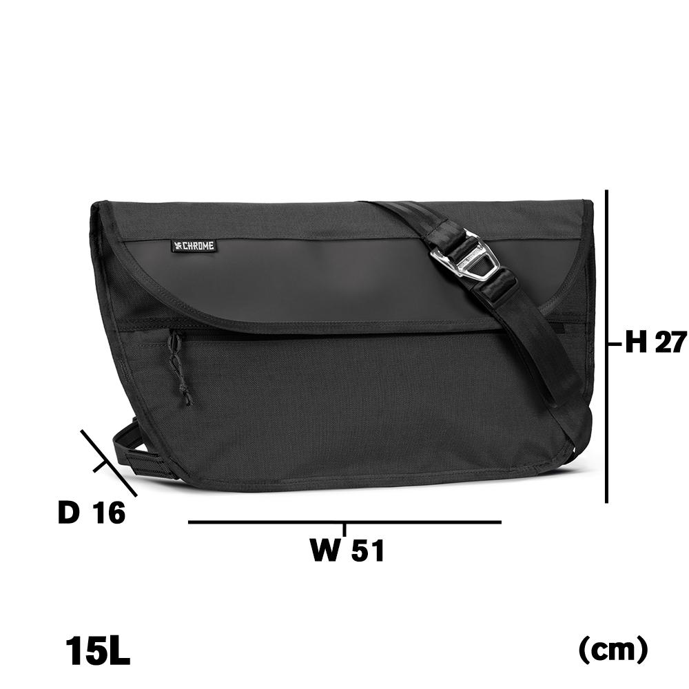 CHROME クローム SIMPLE MESSENGER BAG MD BG332 カラー：ブラック 容量：15L 防水 メッセンジャーバック スリングバック ボディーバッグ