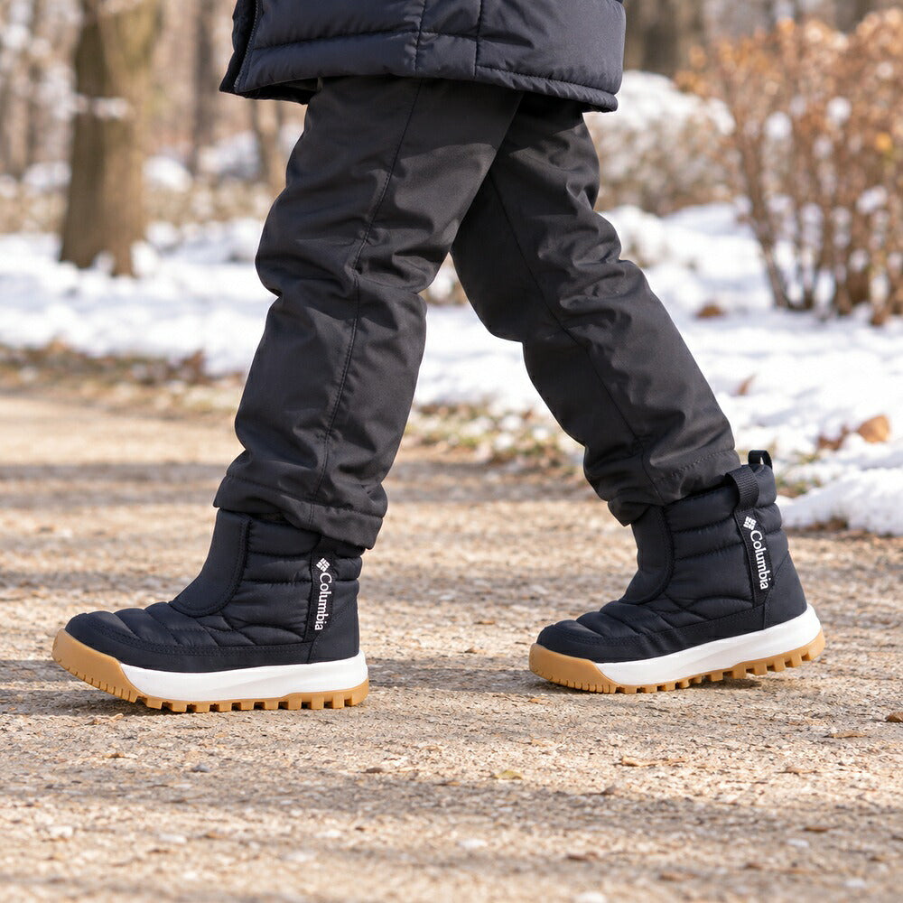 コロンビアCOLUMBIA（キッズ）ユーススノートロットミッドby2238：ブラック(010)防水ハーフブーツジュニアブーツスノーブーツ「靴」