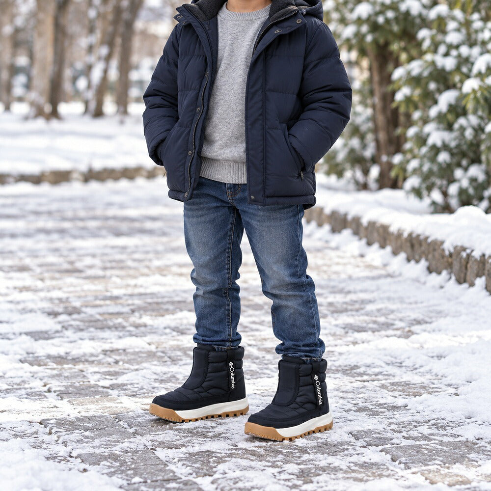 コロンビアCOLUMBIA（キッズ）ユーススノートロットミッドby2238：ブラック(010)防水ハーフブーツジュニアブーツスノーブーツ「靴」