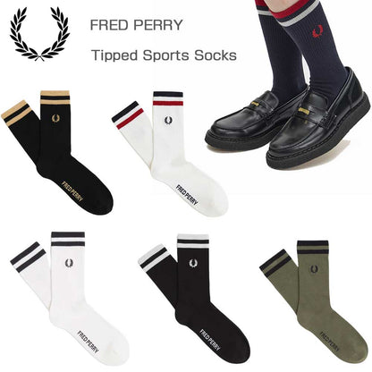 FREDPERRYフレッドペリーTippedSportsSocksC1150（ポルトガル製）クルーソックス靴下
