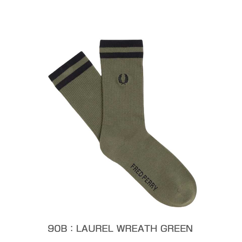 FREDPERRYフレッドペリーTippedSportsSocksC1150（ポルトガル製）クルーソックス靴下
