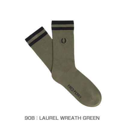 FREDPERRYフレッドペリーTippedSportsSocksC1150（ポルトガル製）クルーソックス靴下