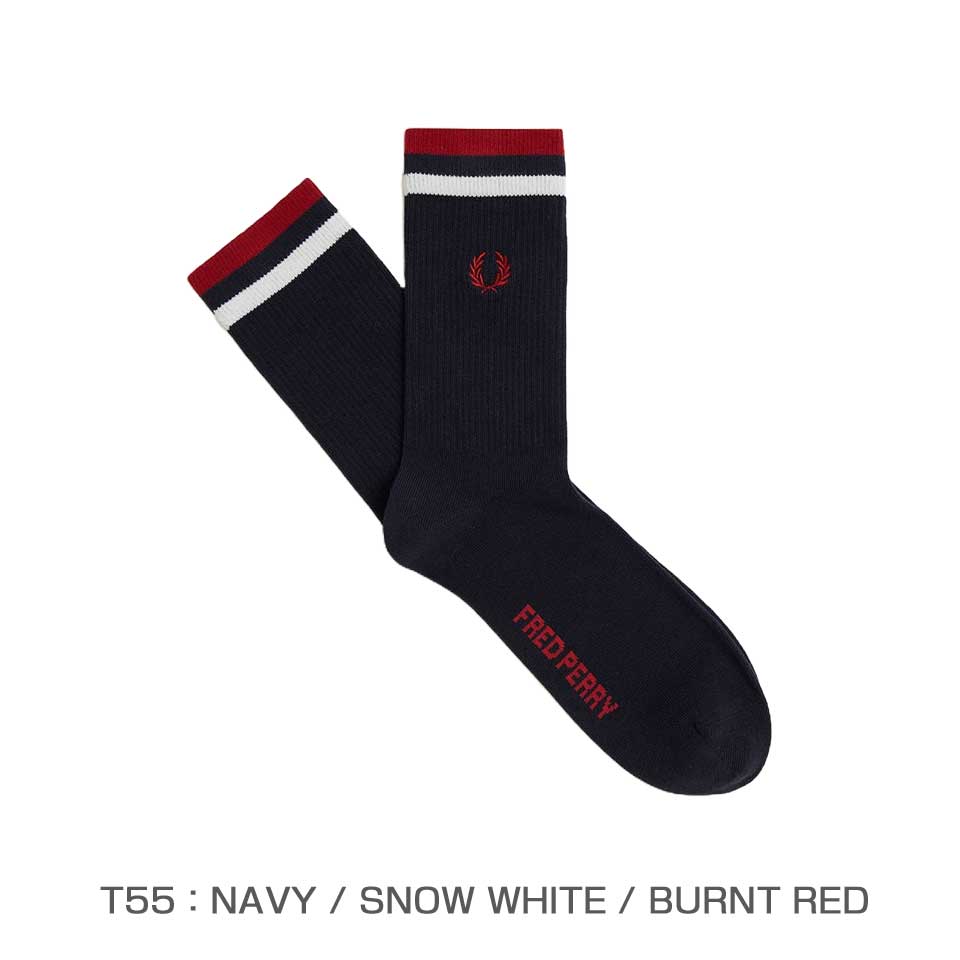 FREDPERRYフレッドペリーTippedSportsSocksC1150（ポルトガル製）クルーソックス靴下